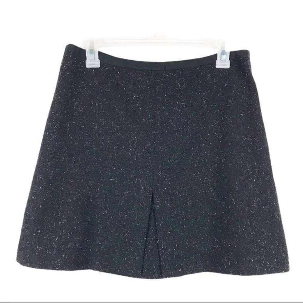 H&M Black Speckled Wool Blend Mini Skirt A-Line‎ Back Zip Size 12
